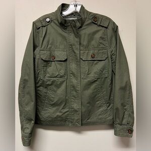 Charlotte Russe Jacket Women’s Small Green Military Style Khaki Embroidered Back